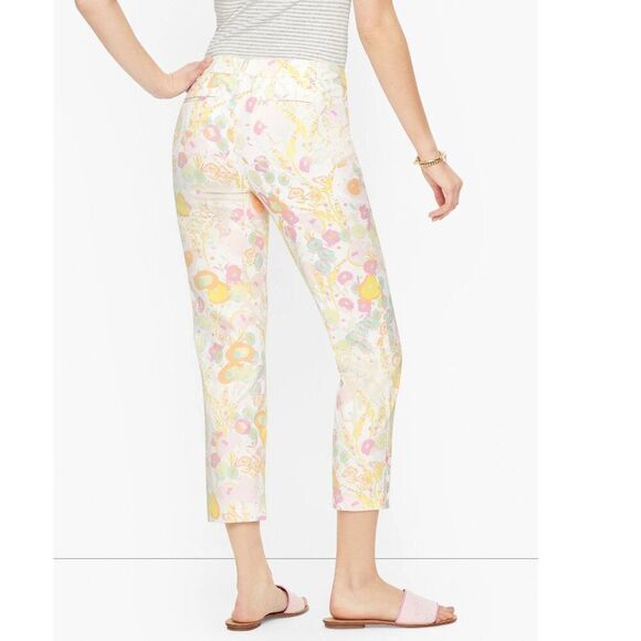 Talbots The Perfect Crop Pants Size 8 Abstract Floral NWOT - Picture 2 of 10
